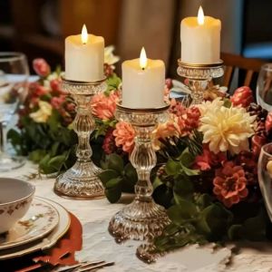 Big Flameless LED Candle Light & Electric Candle Holder: Perfect for Cemetery Party & Dining Room Decor