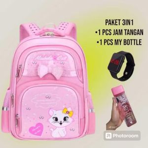 Tas Ransel Anak Sekolah Perempuan Motif MANBUKE CAT 3in1 Tas Ransel SD PAUD TK