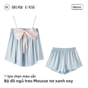 Bộ đồ ngủ nữ BE làm bằng vải lụa băng dễ thương thoải mái