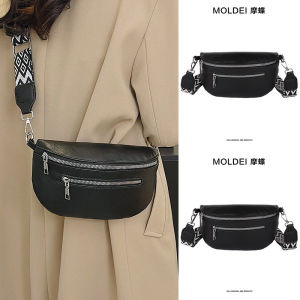Black Floral Embroidery Crossbody Bag Street Trend Soft PU Leather Mobile Phone Chest Bag for Casual Occasions Female