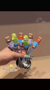 Potdemiel | SpongeBob Bikini Bottom Citizens Spoon Fork Set 304 Stainless Steel Ugly Cute Fish Figure Cartoon Flatware Kawaii Tableware Gift