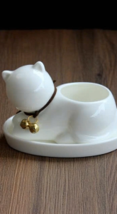 Chậu Trồng Cây Mini Cây Sen Đá Xương Rồng Hình Mèo Chất Liệu Sứ Có Đế Lỗ Thoát Nước Cực Xinh