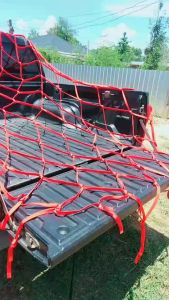 ตาข่ายเชือกแบน สีดำ 16 มม. ตาห่าง 20 ซม. ตาข่ายคลูมรถกระบะ เชือกผ้า 100 ตาข่าย ขนาด 2x2