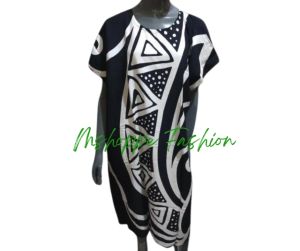 2XL-3XL Plus Size Batik Kaftan White/Black Collection Pangbahay Daster for Women