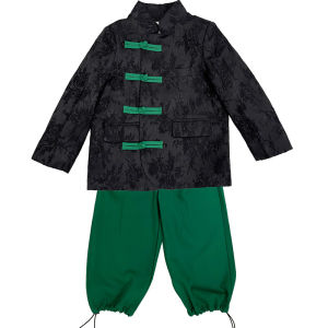New Chinese Style Set Green Fatty Embroidery Baby Boy Spring New Style Side Button Tang Suit Childrens Ethnic Clothing