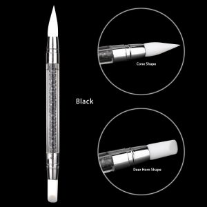 1/5 Pcs Silicone Nail Tools Dual Tipped Nail Art Sculpture Pen Rhinestone Nail Polish Carving Pen Rubber Tip Nail Brushes