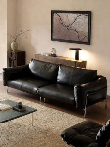 Italian Full Aniline Leather 3-Seater Straight Sofa