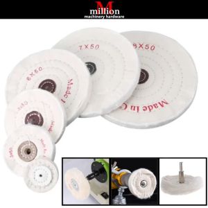 4mm Inner Hole Cotton White Cloth Wheel / Jewelry Polishing Cloth Wheel / Mirror Polishing Wheel / Flannelette Wheel Fine Cotton Buffing Cleaning Polish Polishing Bench Grinder Buffer Mata Kain Polish