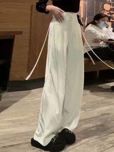 Korean Style Lace-up High Waist Wide Leg Suit Wide Leg Pants Summer New Drape Casual Straight Loose Mop Long Pants