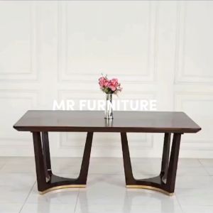 Meja Makan Jati Solid Kombinasi Gold