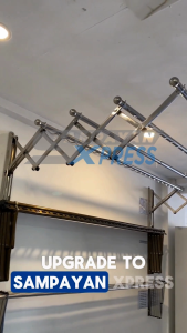 Sampayan Premium 4-Pole Foldable 180cm Stainless Steel Wall-Mount Laundry Drying Rack with Complete Accessories