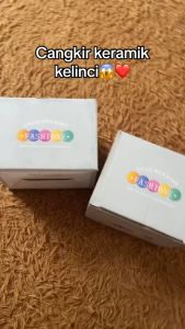 Hayylife Cangkir Keramik Kelinci - Cangkir Keramik Lucu dengan Gambar Kelinci Tulip Kartun Kapasitas 280ml HL-AAB878