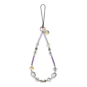 MASFEIL | Dây buộc điện thoại di động Amethyst sáng bóng Dây buộc ngắn cho iPhone 16 Ốp điện thoại di động Túi phụ kiện Mặt dây chuyền đầy màu sắc da đỏ cao cấp chống mất mát