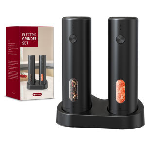 cliton | 1PC/2PCS USB Rechargeable Automatic Pepper Grinder Set Salt And Pepper Mill Adjustable Coarseness Spice Grinder for Kitchen