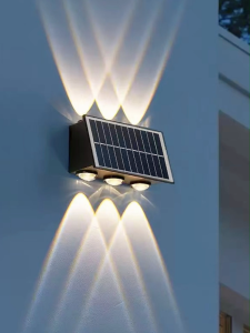 โคมไฟติดผนังพลังงานแสงอาทิตย์ไฟตกแต่งกันน้ํากลางแจ้ง 4/6/8ว ไฟ นํา ไฟลาน ไม่ต้องสายไฟภายนอกไม่มีค่าไฟทั้งปี