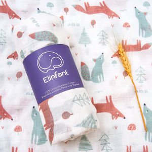 Elinfant 1 Bằng Tre Cotton Khăn Bọc 120X110Cm Mềm In Hình Cho Bé Muslin Đầm Chăn