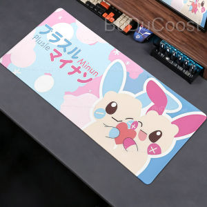 Bandai | Kawaii Plusle Minun Pokemon Mouse Pad Gamer Pc Keyboard Extended Mousemat Gaming Accessories Rubber Mousepad E-Sports Desk Mat