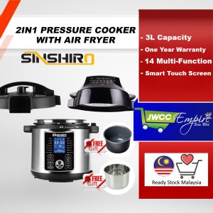 Sinshiro 2IN1 Household Pressure cooker+Airfryer Pressure Cooker Air fryer Air Fried 6L Rice Cooker Non Stick Pot Periuk Elektrik