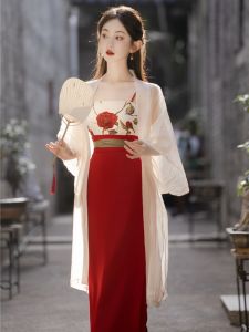 chaqi | New Chinese Style Hanfu National Trend Womens Lightweight Summer Sleeveless Midi Skirt Cardigan Outerwear Sun Protection Clothing