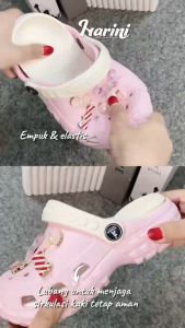 Air-Balance Sandal Clog Anak Perempuan Cantik Anti Air Aksesoris Kupu & Pita Warna-Warni 801S-V