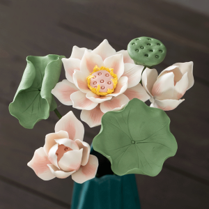 Retro Handmade Artificial Flower Decorative Piece Living Room Table Decoration Lotus Flower Home Decorative Accessories