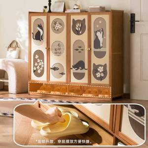 Multi-Layer Dust-Proof Cat Shoes Rack Entrance Storage Cabinet Home Use Shoe Cabinet Ancient Middle Style Shoe Rack Organizer