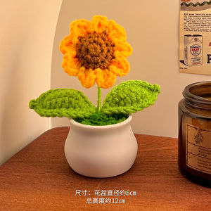 Sunflower Crochet Flowers Knitted Flower Graduation 2025 Wedding Guest Gift Artificial Flower Desk Accessorie Room Decor