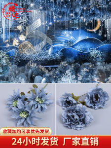 Blue Silk Flowers for Wedding Decoration Artificial Flowers Bouquet Simulation Decorative Props Blue Series Home Decor Accessories