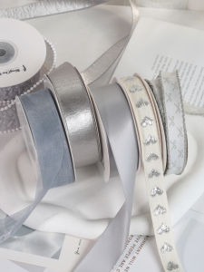 NingChu Ribbon | Ruy băng và Dây đai DIY Màu Xám Bạc cho Trang Trí