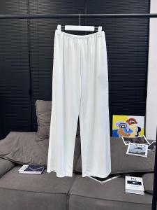 Summer Thin Wide Leg Pants Womens Loose Floor-Length Trousers White Lightweight Cool Feeling Long Pants Polyester Fiber