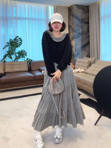 Sweet Sister Casual Sweatshirt Tulle Skirt Two-Piece Set Long Sleeve round Neck Overhead Spring 2025 MEHOMEYANG MESS1393