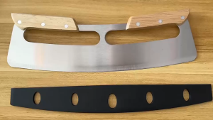 RRYY พิซซ่า Kni-Fe ตัดที่ตัดพิซซ่าสแตนเลสสตีลคมเครื่องตัด Kni-Fe กับไม้ที่ปลอดภัย Handle 35X10ซม.มัลติฟังก์ชั่เครื่องตัดสำหรับห้องครัวสำหรับพิซซ่า