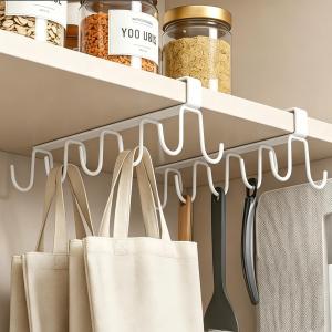 YESPERY Kitchen Cabinet Storage Rack Iron Double-row Hanging Hook Kitchen Utensil Rack Spoon Shovel Cup Holder