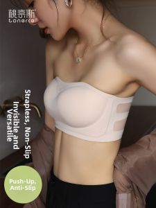 TONERCE | Shoulderless Gather Push-up Non-slip Seamless Bra