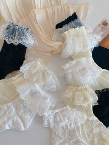 Lace Edged Mid-Calf Socks Thin Cotton Womens Socks Cute Lolita Style Butterfly Knot Short Socks Breathable Moisture Wicking