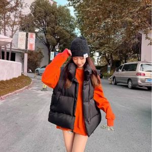 Womens Autumn Winter down Cotton Vest Jacket Design Sensation Small Crowd Work Number Shoulder Back Trendy Outerwear