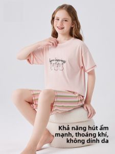 MiiOW | Bộ đồ ngủ trẻ em mùa hè MiiOW Modal mỏng tay ngắn quần ngắn cho bé gái mặc ở nhà thoải mái thoáng khí