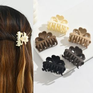 Matte Double Row Tooth Hair Clip Medium Size Cat Eye Claw Clip Heart Shaped Double Hole Half Updo Hair Clip Hair Accessories