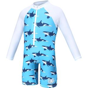 VODABEBA | Boys Long Sleeve Sun Protection Quick-Dry One-Piece Swimwear for Children