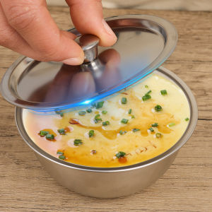 【On Sale】Stainless Steel Dessert Bowl for Steaming Egg Soup Box with Lid