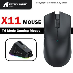 ATTACK SHARK | ATTACK SHARK X11 Wireless Gaming Mouse RGB Charging Dock PAW3311 22000 DPI Tri-Mode Bluetooth 2.4G Wired 63g Lightweight