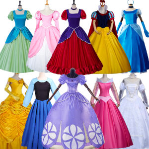Princess Cosplay Costume Long Hair Ball Gown Halloween Performance Cinderella Snow White Fairy Tale Character Girls Dress up