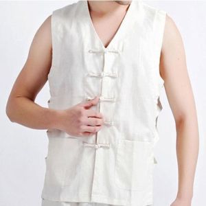 Modern Rural Chinese Mens Cotton Linen Blend Vest Traditional Ethnic Style Performance Clothing Single Button Closure Summer Wear