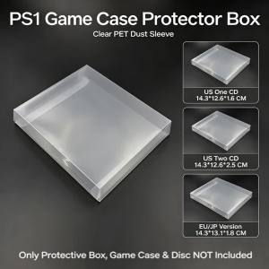 PS1 Game Case Clear PET Protector Sleeve Dust Cover Transparent Storage Box Fit US 1CD/2CD/EU JP Version PS1 Game Box Protector