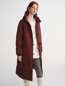 DUSHU | Oversized Women Long Down Jacket with Horn Buttons