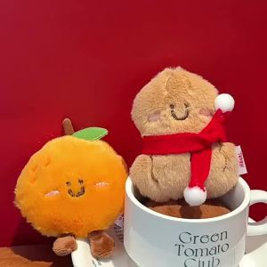 Kawaii Roasted Food Plush Keychain Cute Cartoon Doll Bag Pendant Soft Stuffed Key Ring Kids Party Gift