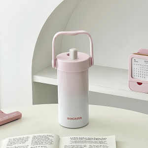 Cốc Giữ Nhiệt Bằng Gốm Sứ Di Động Màu Sắc Chuyển Tiếp Cốc Nước Có Van Châm Bi Kim Loại Dung Tích 600ml Dành Cho Mọi Lứa Tuổi