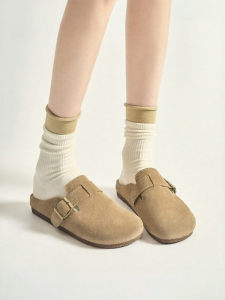 Josiny | Soft Bottom Genuine Leather Lazy Style Half Slippers Women Shoes