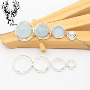 S925 เงินแท้รอบลูกปัดกรอบ Diy Handmade สร้อยข้อมือ Hollow Spacer ลูกปัดแหวนกลางสามารถวางลูกปัด