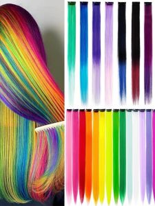 Color Hair Extension Single Card Hanging Ear Dye Wig Set Straight Highlight Invisible Clip in Hair Extensions